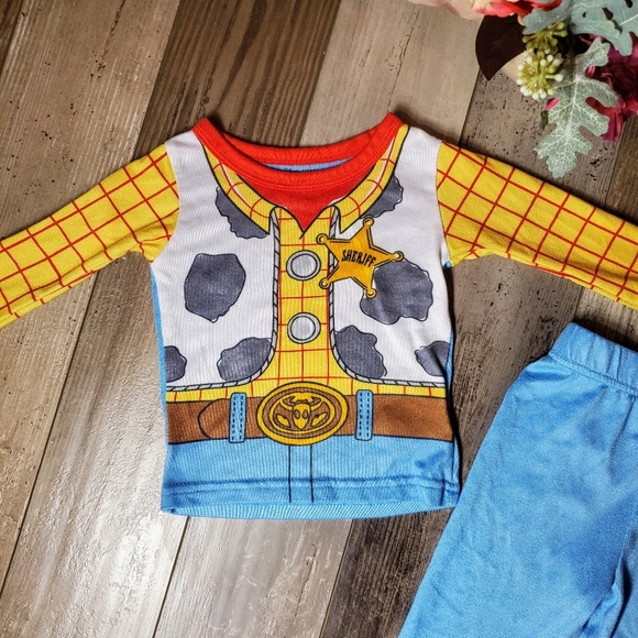 Disney Pixar Toy Story Cowboy Woody Character Toddler Boy Cosplay Snug Fit PJs - Picture 7 of 13